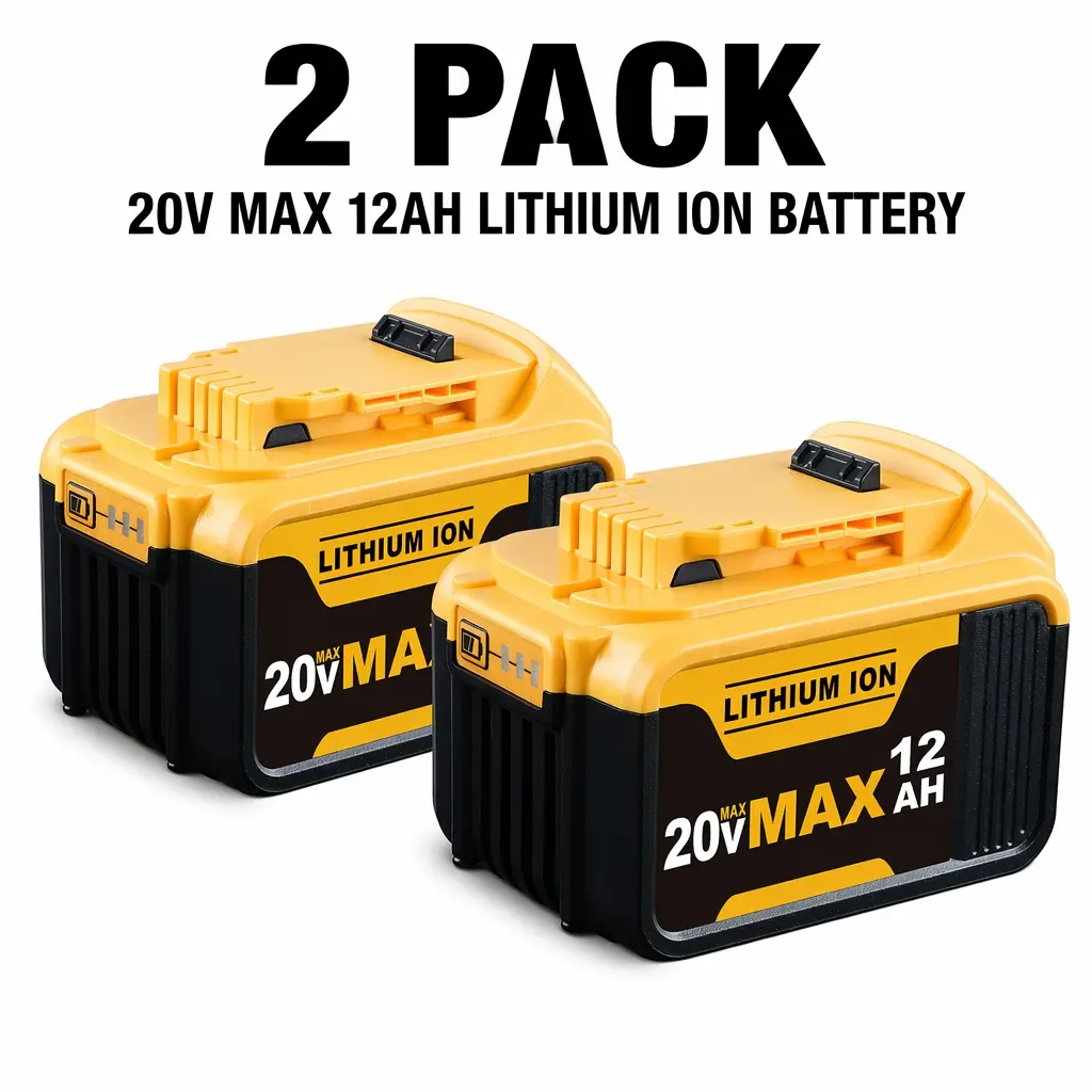 2-Pack DeWalt 20V MAX Battery 12.0Ah Replacement for DCB200 DCB205, Compatible with DeWalt DCB206 DCB208 Cordless Drill Impact Driver