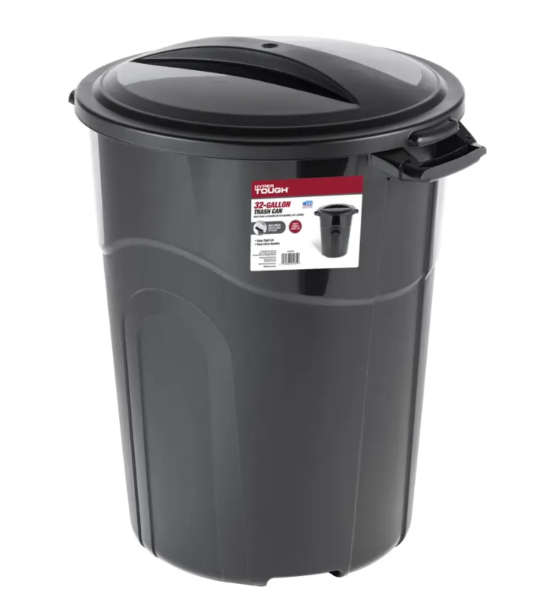 Hyper Tough 32 Gallon Heavy Duty Injection Molded Trash Can with Click Lock Lid