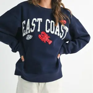 East Coast Graphic Fleece Pullover-Navy Blue Sweatshirt