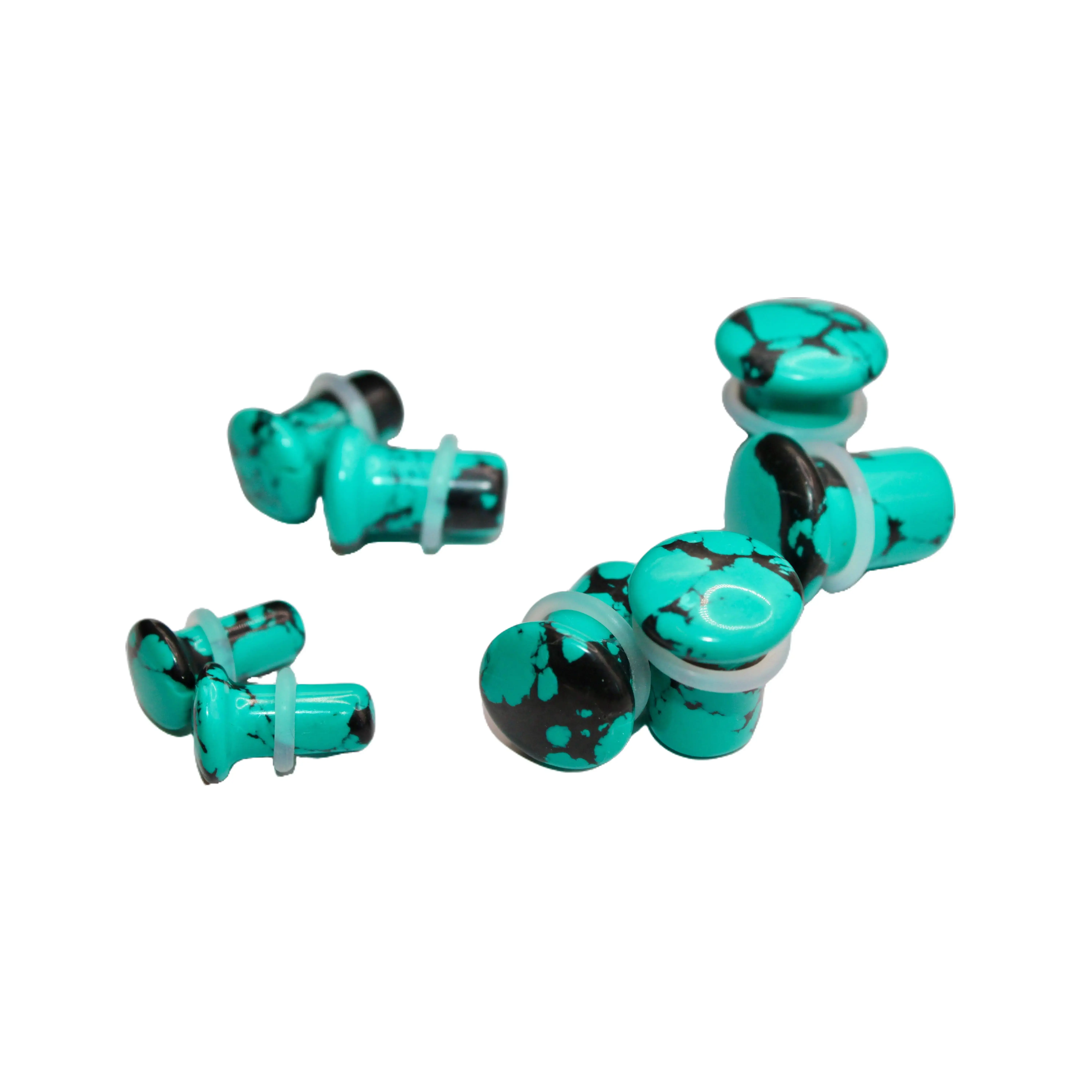 Turquoise Howlite Single Flare Stone for Gauged Ears