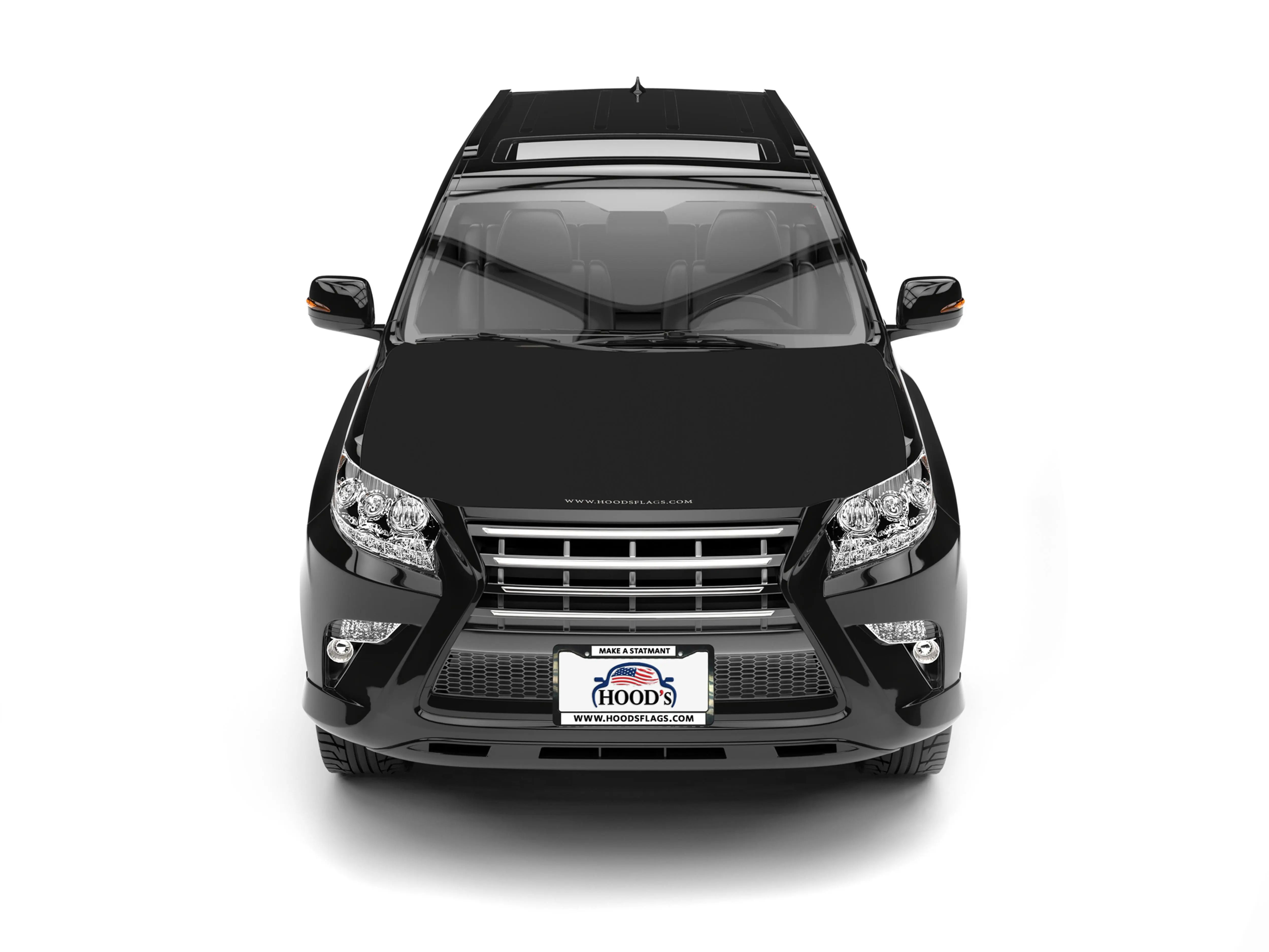 HOOD's Flags All Black Fabric Hood Cover - Flexible and Durable for Original Use - Print. Car accessory, Car decoration, Car protector.
