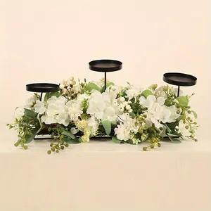 1 Set, Table Decoration Christmas Candlestick Simulation Flower Candlestick Decoration Romantic Holiday Wedding Table Decoration, Suitable for Family Party Christmas Table Fireplace Decoration, Thanksgiving Halloween Christmas Home Decoration
