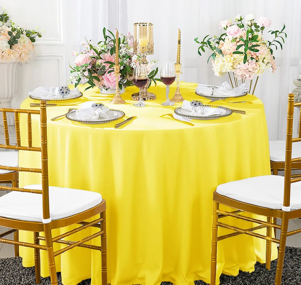 90" Seamless Round Scuba (Wrinkle-Free) Tablecloth - Canary Yellow (1pc)