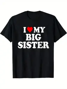 Heart Print Tee 100% Cotton I Love My Big Sister