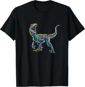 100%cotton Velociraptor Raptor Dinosaur T-Shirt