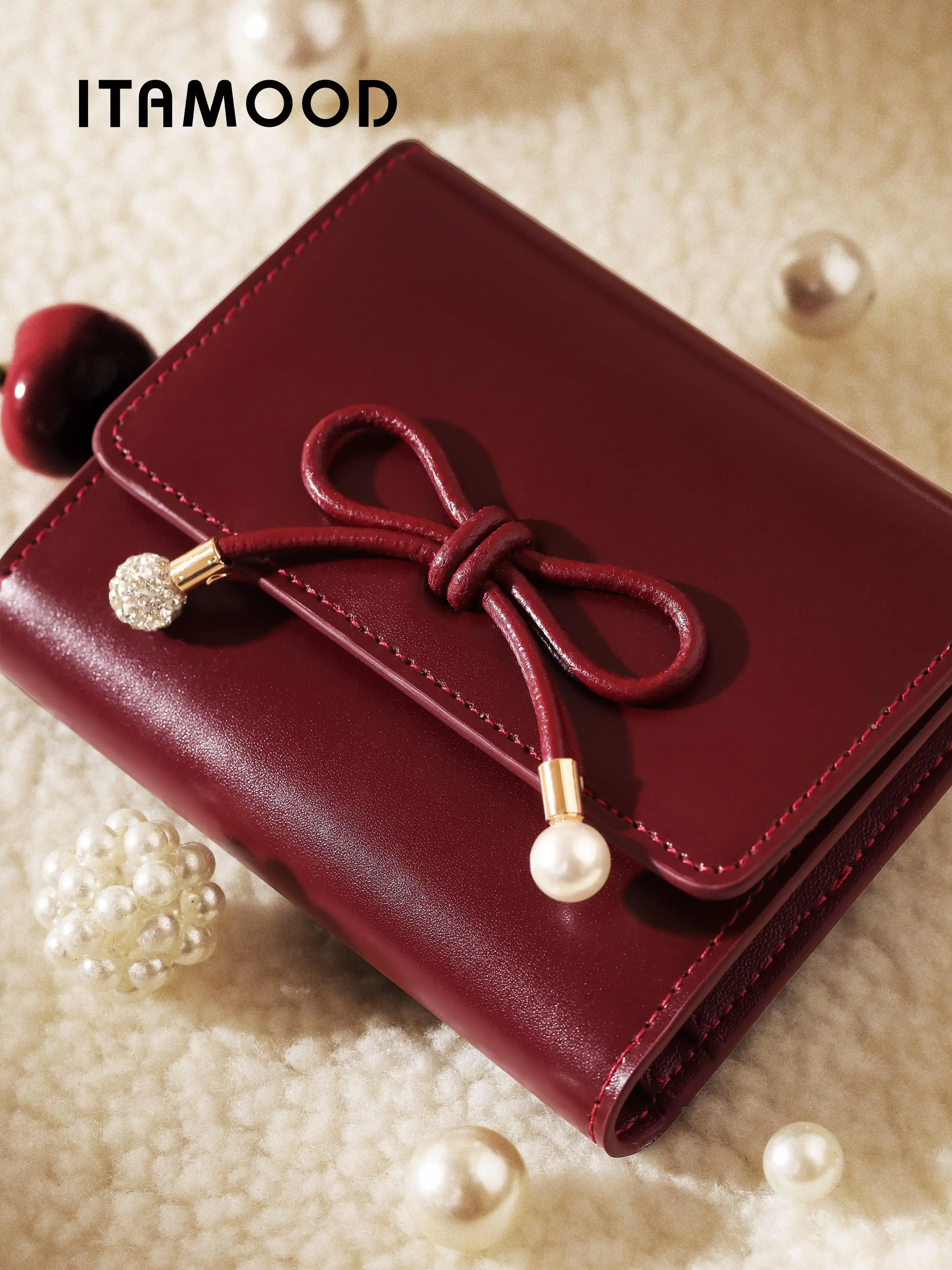 Women's Bow Decorated Christmas Short Wallet, Fashionable Card Holder, Multi-card Slot Card Holder, Casual Versatile Wallet for Daily Use