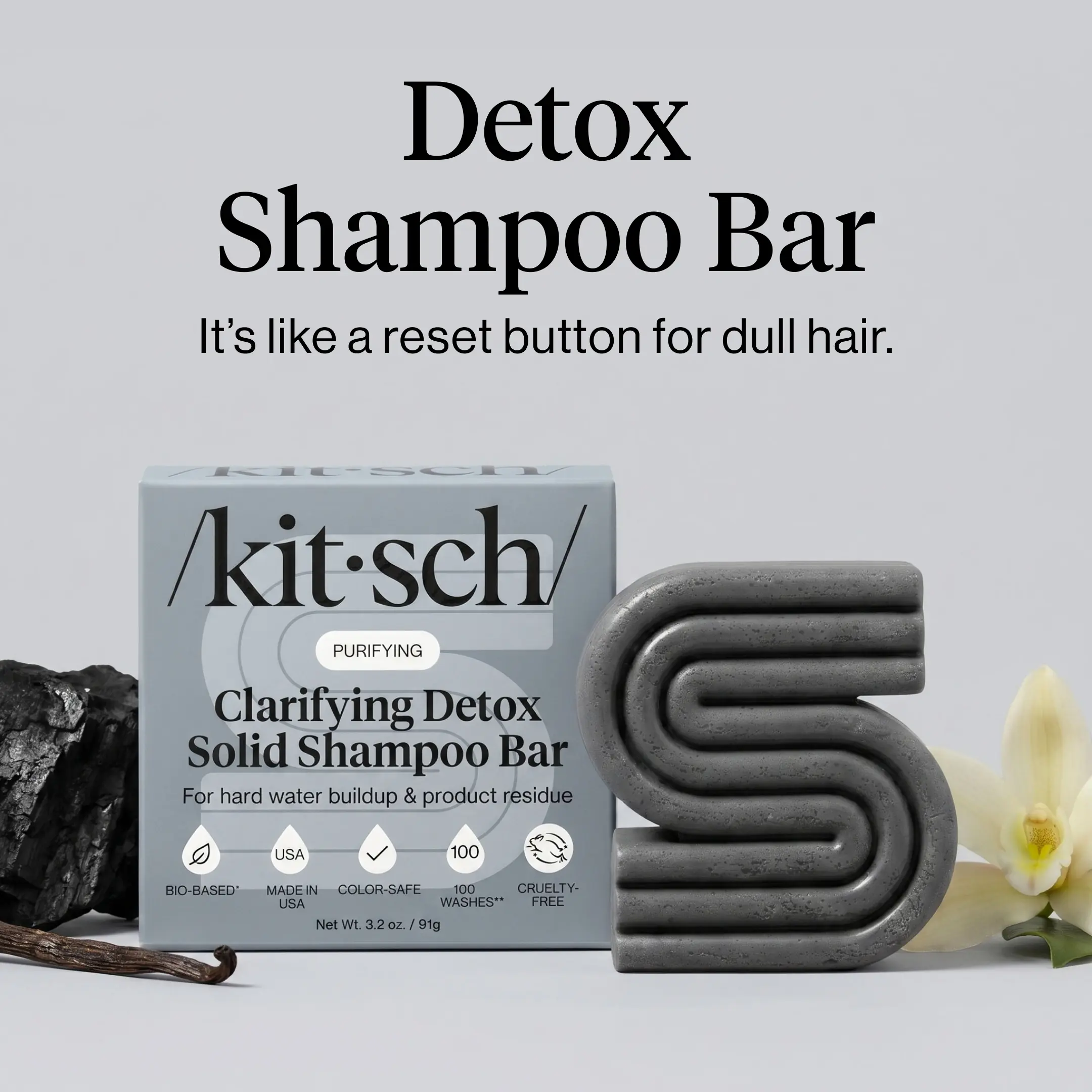 Kitsch Solid Clarifying Charcoal Detox Shampoo Bar, Haircare Product for Deep Cleansing Clarifying Hair Cleaning Kitsch Solid Clarifying Charcoal Detox Shampoo Bar, Haircare Product for Deep Cleansing Clarifying Hair Cleaning