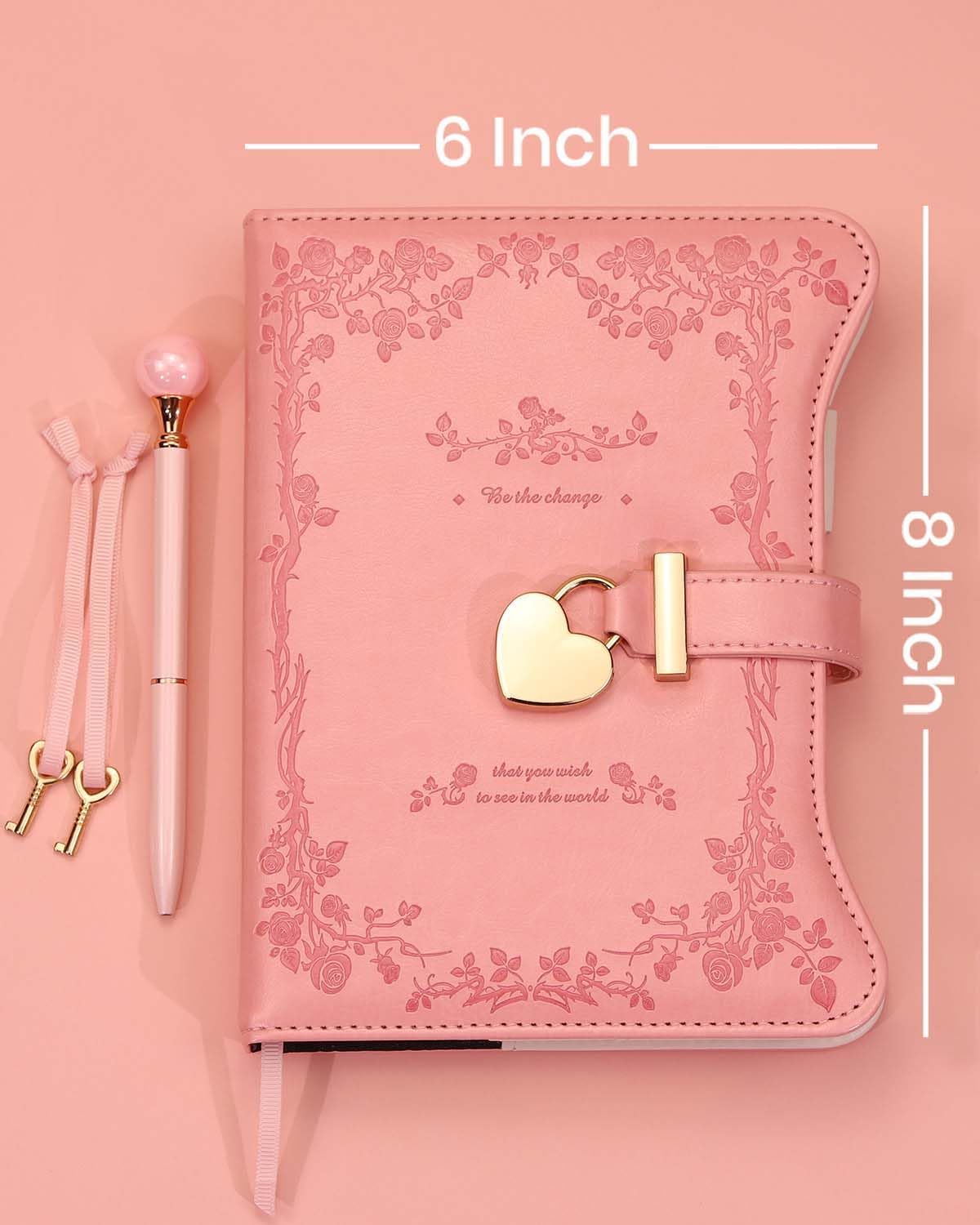 Diary with Lock and Keys for Girls Gift Ideas, 360 Gold Edged Pages Journal for Women, B6 Refillable Notebook for Writing with Pen and Bookmark Diary with Lock and Keys for Girls Gift Ideas, 360 Gold Edged Pages Journal for Women, B6 Refillable Notebook for Writing with Pen and Bookmark
