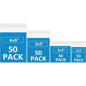 200 Pack Small Plastic Bags For Jewelry, Mini Baggies 4 Assorted Sizes. 2x3 3x3 3x5 4x6 Inch 2 Mil Thick Poly Zipper Lock Bags Clear for Jewelry, Bead, Crafts, Small Parts Storage