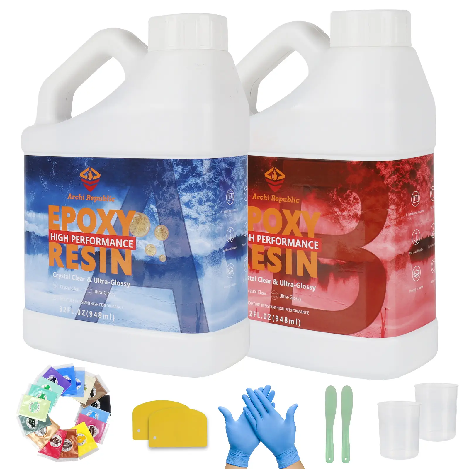 Archi Republic High Performance Epoxy Resins Crystal Clear Epoxy Resin Kit - Self-Leveling, High-Glossy, No Yellowing, No Bubbles Casting Resin Perfec