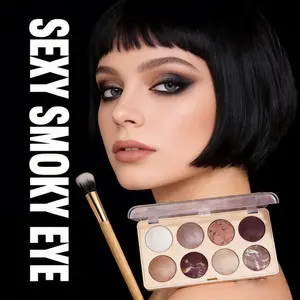 Sexy Smoky Eye Baked Starter Kit - 8 Neutral Shades for Smoky Eye Makeup，give away a brush
