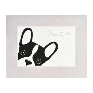212 MAIN A2 Size Durable Radiant Pearl Cardstock Vertical Greeting Card - 5.5x4.25" Heavy Stationery, Pearl Accents, Blank Inside, Custom Message Ready, Happy Birthday Card for French Bulldogs, Custom Message Card