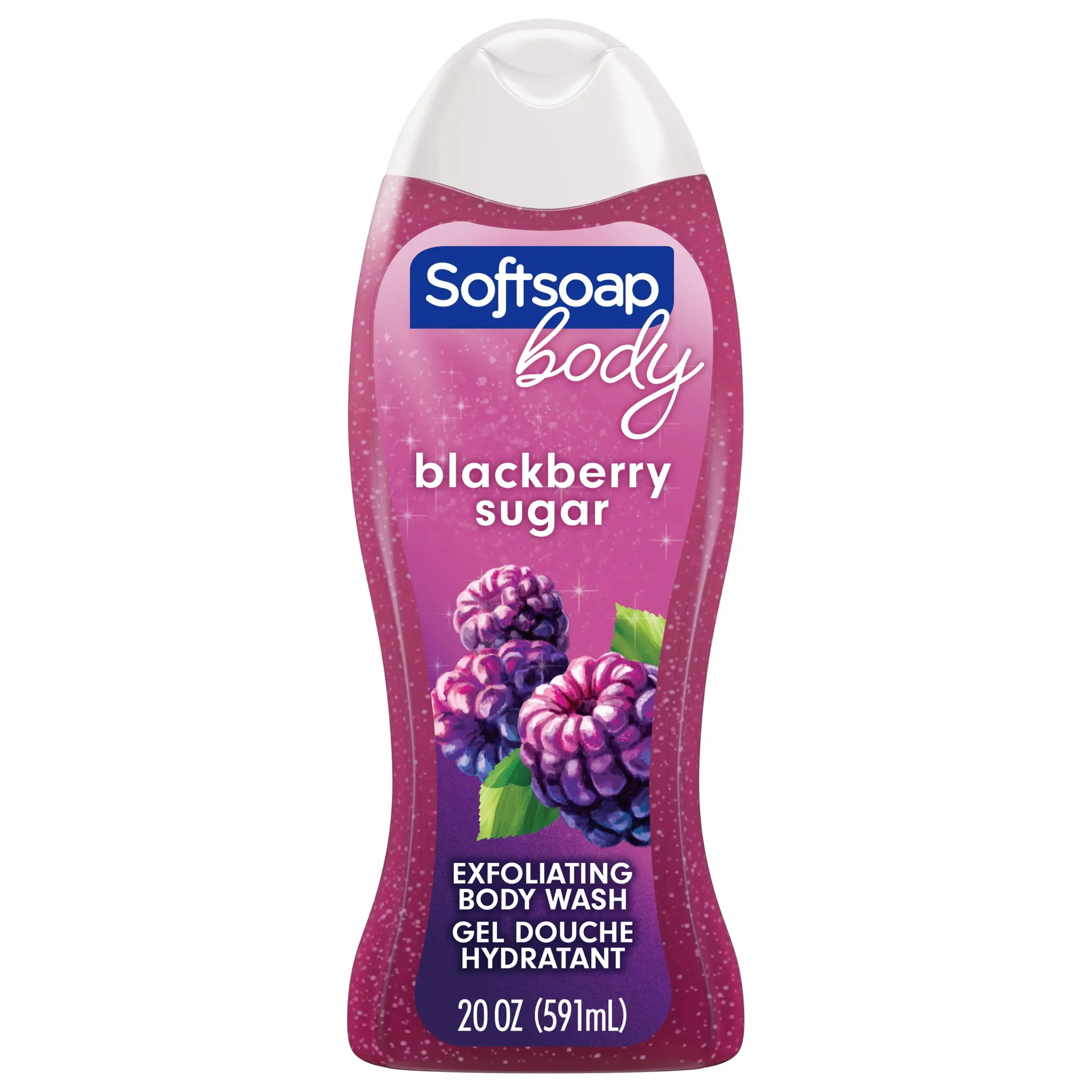 Softsoap Exfoliating Body Wash Blackberry Sugar – Gently Cleanses & Polishes for All Skin Types – 20 fl oz Bottle