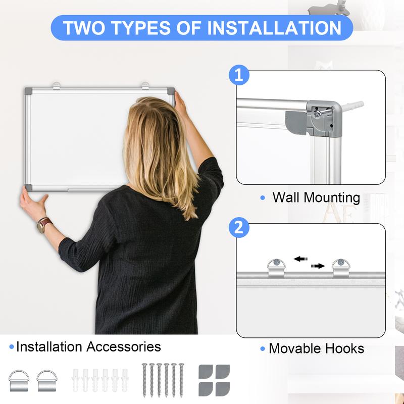 Magnetic Whiteboard/Dry Erase Board, 18 x 12 Inch, Includes 4 Magnets, 4 Markers, 1 Eraser, and 1 Detachable Pen Tray - Perfect for Office, School, and Home
