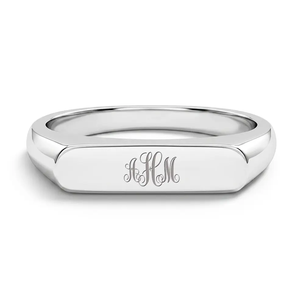 Kids' Sterling Silver Thin Flat Signet Ring - Engravable, Initial Rings, Engraved, Size 4-7 for Teens, Engraved Ring