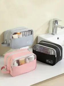 Large Capacity Waterproof Travel Toiletry Bag, Transparent Dual Layer Makeup Organizer, Portable Handheld Wash Kit Storage Pouch, Travel Cosmetic Bags