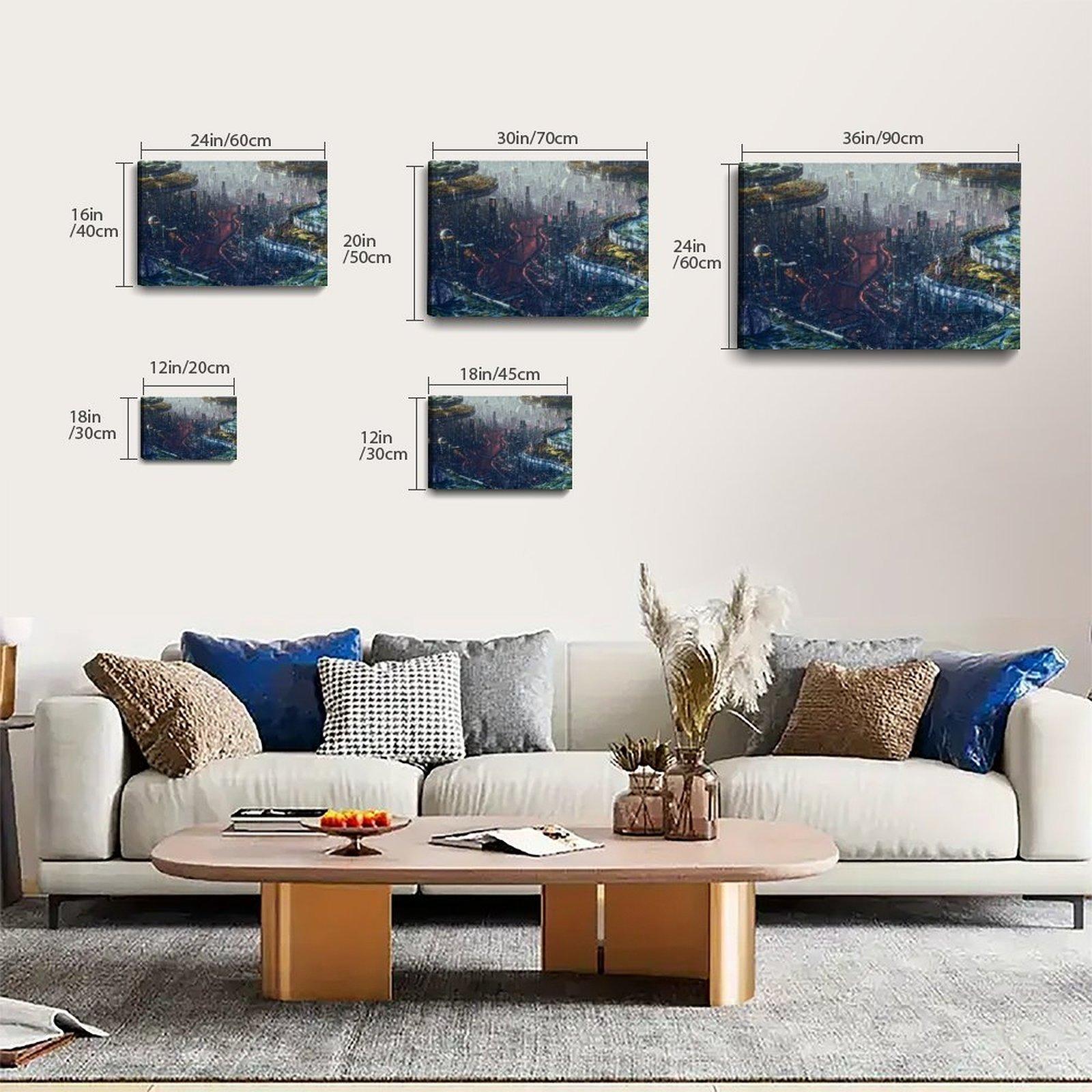 Sci Fi City Poster Decorative Painting Canvas Wall Art Picture Print Modern Family Bedroom Decor