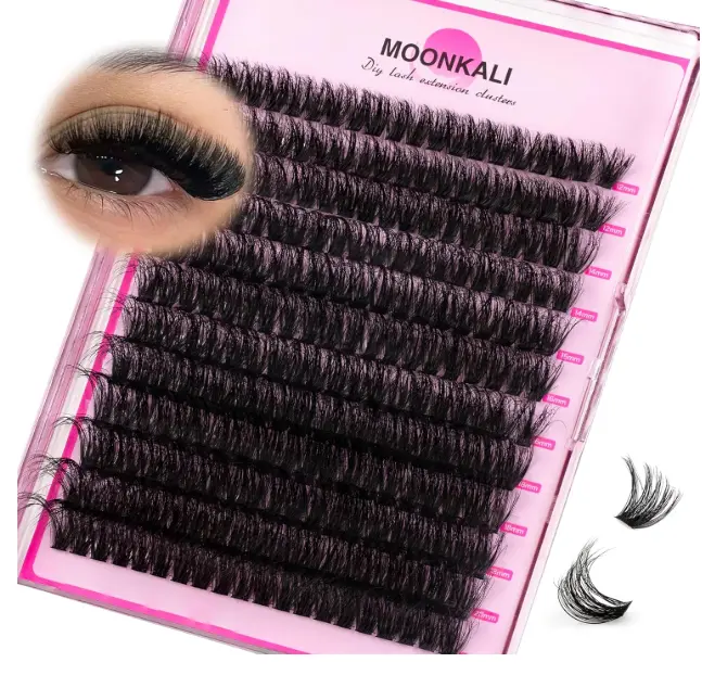 Lash Clusters Wispy 80D Eyelash Clusters D Curly 12-20MM Mix Length Cluster Eyelash Extensions Thick Volume Individual Lashes Clusters DIY Eye Lash Extension 3D Eyelashes Clusters Wispy By MOONKALI