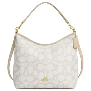 Coach Laurel 36 Monogram-Print Handbag for Women, Oversized Tote with Zip and Snap Pockets, Coated Canvas, Ivory