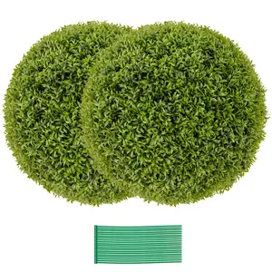 COSTWAY - 2 PCS 20 Inch Artificial Plant Boxwood Topiary Ball-M