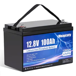 Meaycoty 12V 100Ah LiFePO4 Battery Deep Cycle Lithium Battery with 150A BMS 1.28kWh 15000+ Cycles for RV Marine Solar System Trolling Motor Trailer Backup Off-Grid Rechargeable Battery