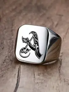 Men's Titanium Steel Letter A-Z Ring, Fashionable Retro Style, Comfortable Daily Wear, Durable Gift for Men, Fashion Rings
