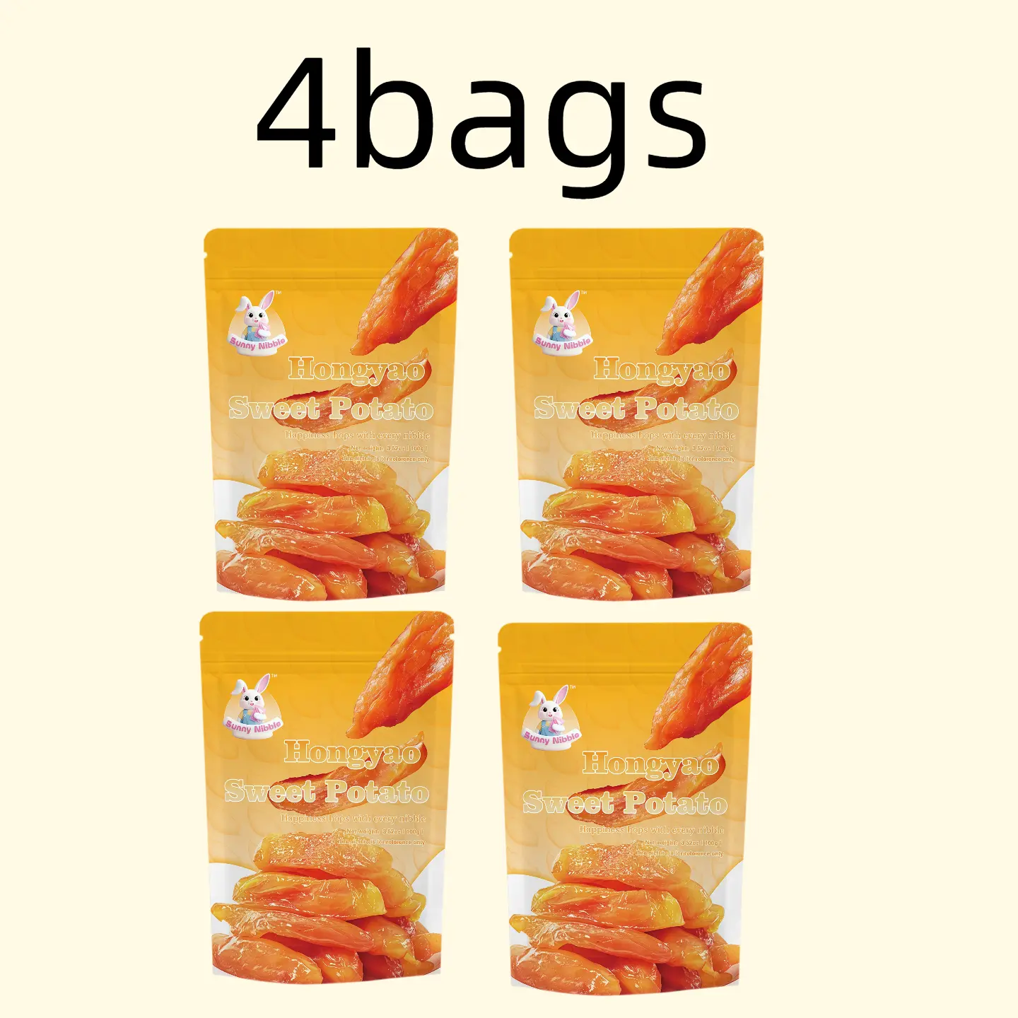 4packSoft Chewy Dried Sweet Potato Strips, Natural Sun-Dried Root Vegetable Snack, No Artificial Additives, Portable Resealable Bag for Travel Office Breakfast, Product of China