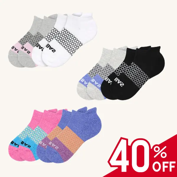 [BOMBAS] 3 Pack Ankle Socks for Women, Men | Multi Colors Unisex Running Socks, Seamless Toe, Compression Socks | Comfortable & Stylish Socks Tri-Block Design