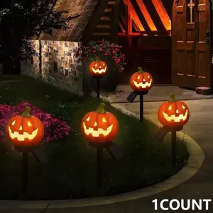 Solar Pumpkin Garden Light, Outdoor Buried Lamp, Lawn Courtyard Halloween Decoration, Festival Decorations and Ornaments, 1 Box