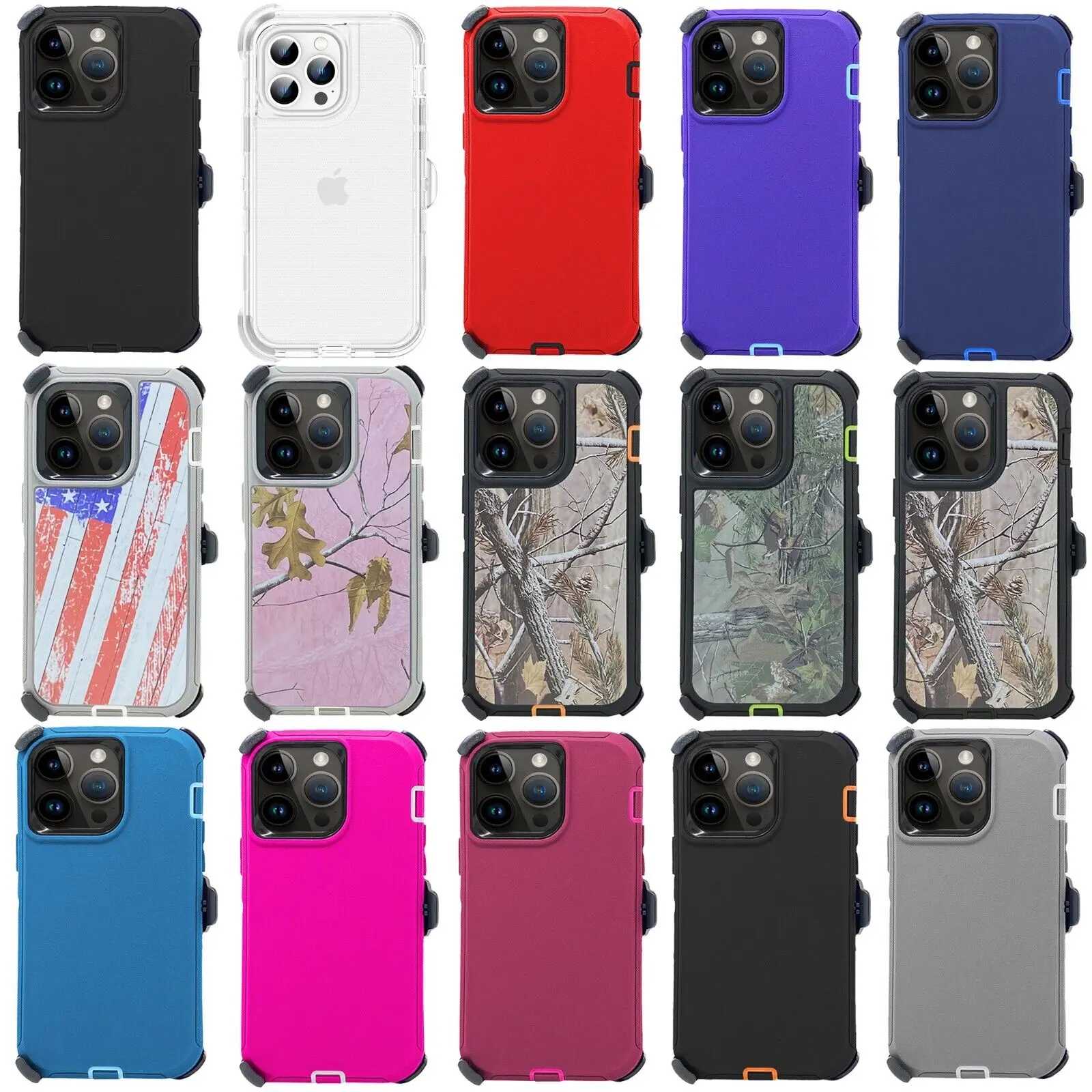 Rugged Defender Case For Apple iPhone 17 / 16 / 15 / 14 / 13 / 12 / 11 / Plus / Pro / Pro Max / Shockproof Heavyduty Protection cover With Belt Clip Phonecase Protective Casing Cover Protector
