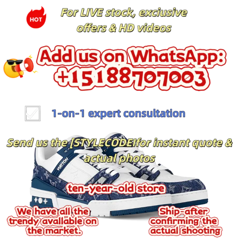 ‮ nottiuV siuoL ‬   Classic Ｔｒａｉｎｅｒ Ｓｎｅａｋｅｒ Retro Skate Shoes, Premium Denim Blue White Low-Top Leather Sneakers for Men.