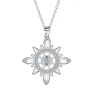 Sunflower Necklace Stainless Steel Hollow Zircon O-Shaped Chain Fashion Accessories Women's Jewelry Gift