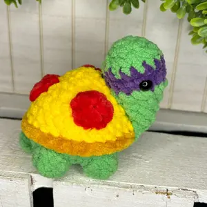 Handmade Crochet Purple Pizza Turtle