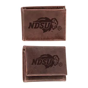 Evergreen NCAA Bi- & Tri-Fold Brown Leather Wallet Gift Set