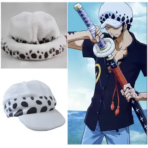 Anime Eternal Memory Trafalgar Law Hat Cosplay Costumes Unisex White Spot Plush Cap Accessories Prop Collection Gift Halloween