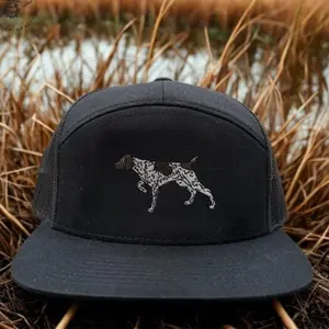 Hunting Dog Embroidered Trucker Hat, Hound Dog Cap, Pointer Dog Snapback, Outdoor Hunting Hat, Mesh Back Hat, Hunter Gift for Men