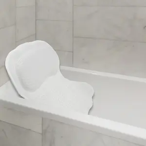 Unique Bargains Bath Tub Pillows for Head and Neck, Bath Pillow with Air Mesh Fabric and 6 Strong Suction Cups, White