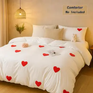 Tufted Embroidered Duvet Cover Set (No Insert), 2–3 Piece Romantic Coquette Bedding with Matching Pillowcases, Soft & Lightweight Comforter Cover for Hot Sleepers, All-Season Washable Aesthetic Bedroom Décor, Gift for Mother’s Day