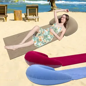 Outdoor Sand-Resistant Beach Mat with Inflatable Pillow, Lightweight Foldable Single Camping Pad, Moisture-Proof Picnic Mat, Seaside Sunbathing Lounger, Grass Park Relaxing Sleeping Pad