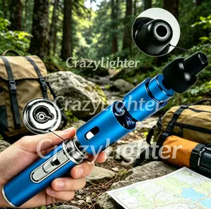 This camping lighter is refillable, pocket-sized, and perfect for hiking, barbecuing, and wilderness survival.