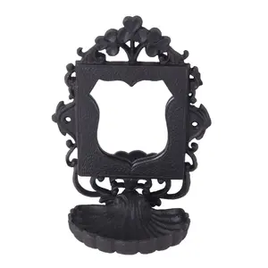 6.3x3.9x8.2" Black Cast Iron Soap Dishes with Mirror