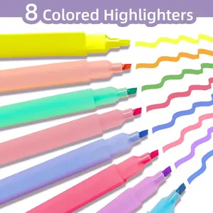 Aesthetic Cute Pastel Bible Highlighters Set – 8 Pcs No Bleed Highlighters for Bibles & Thin Paper, Candy Colors, Chisel Tip, Journaling, Planner, School & Office Study Supplies