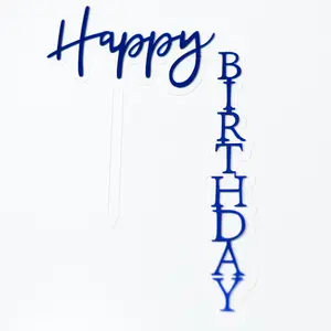 Floating Acrylic Happy Birthday Cake Topper (5 Colors)