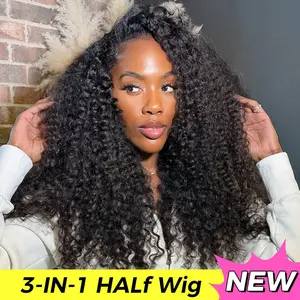 [3 In 1 Half Wig] OQ HAIR Water Wave Half Wig Invisible Hairline Wear Go Glueless Wig With Drawstring Seamless Flig Over Wig Human Hair #TikTokShopBlackFriday