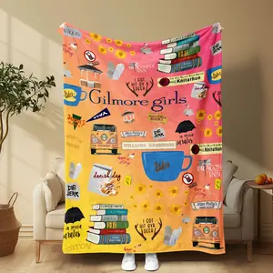 Gilmore Girls style blanket, modern orange and yellow gradient design, soft and warm, perfect for sofa, nap, travel, holiday gift