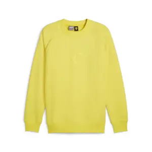 PUMA Mens Scuderia Ferrari Race Shield Crew Neck Sweatshirt Casual - Yellow
