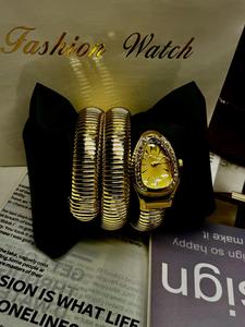 women's elegant snake skin design quartz watch, fashionable wristwatch for women & girls, trendy all-match & exquisite watch for birthday gift with box