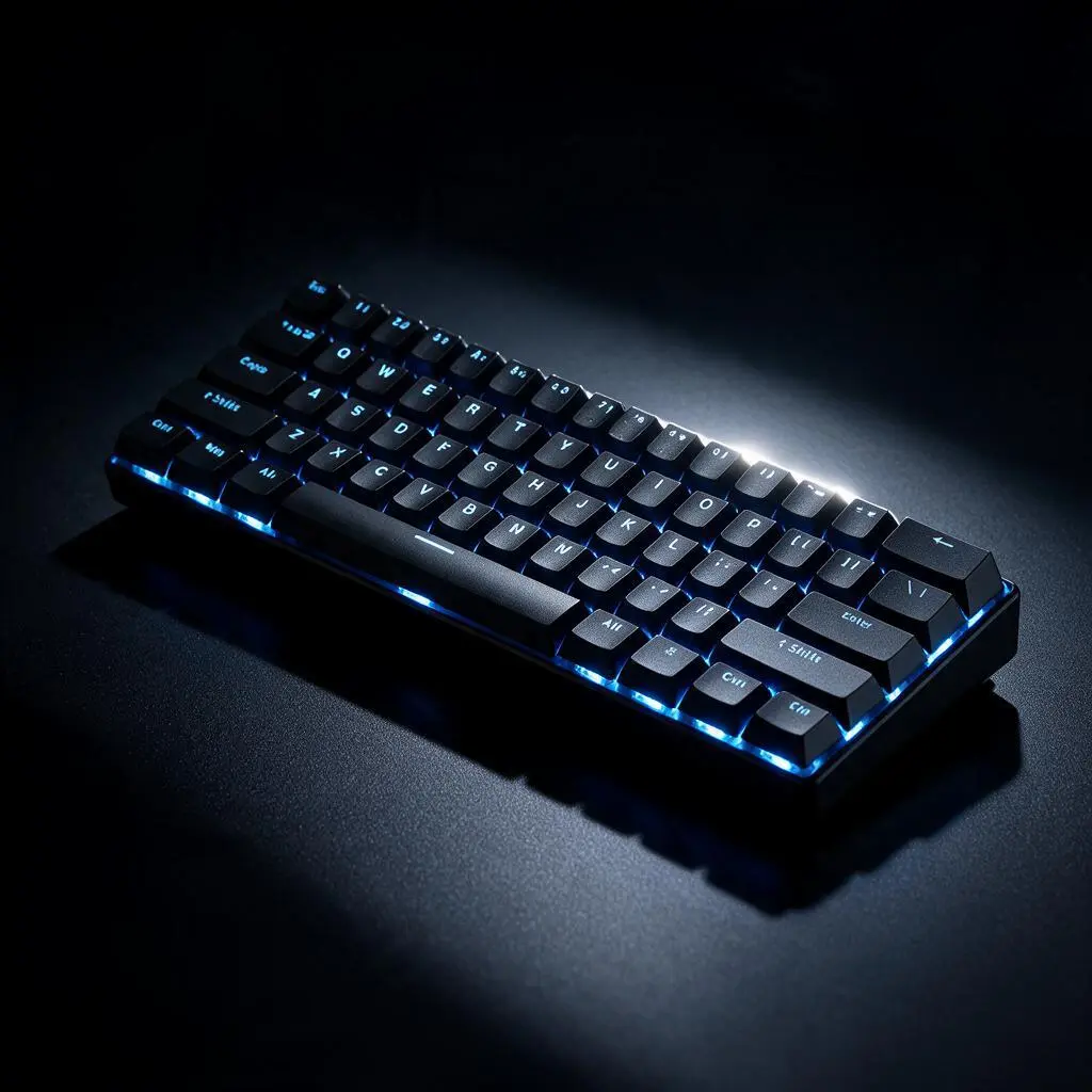 60% Compact Hot Swappable 61-Keys Mechanical Gaming Keyboard, Matte Black, Ice Blue Backlight, Clicky Switches, Anti-Ghosting for PC Gaming, Typing, Gaming Keyboards