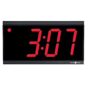 9D44BR RF Wireless Synchronized LED DigItal Clock, Red, 4" Numeral, 4 Digit, Black,105-240V AC