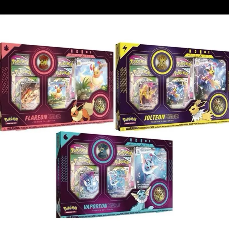 Eevee Evolution VMAX Premium Collection - Set of 3, Non-Sports Trading Card Collectibles with Display Feature